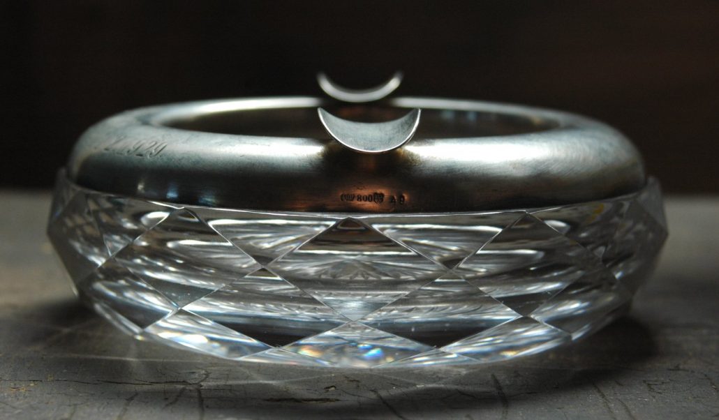 Verre - Uralter Kristall Glas antik Aschenbecher aus den 1940 er Jahren  sehr guter Zustand