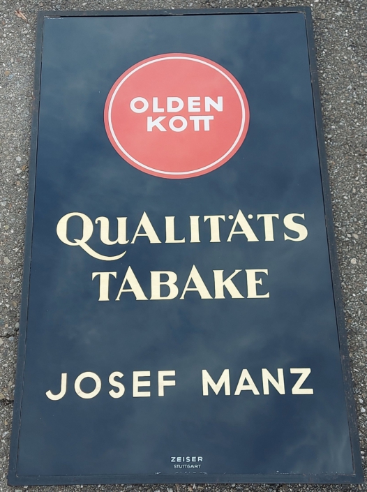 Oldenkott Qualitätstabake Glas Reklame Schild_catheuer-raritaeten_1